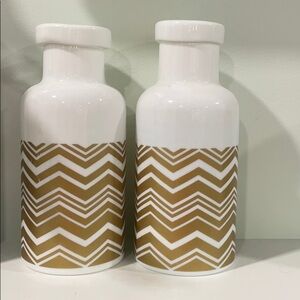 Hobby Lobby White & Gold Chevron Decorative Vases
